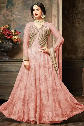 Georgette And Net Semi Stitched Party Gown Anarkali