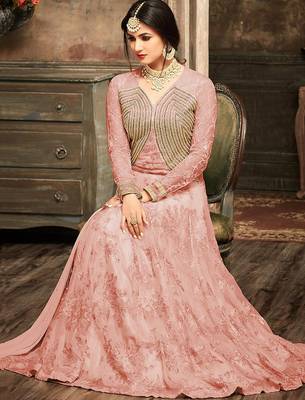 Georgette And Net Semi Stitched Party Gown Anarkali 2