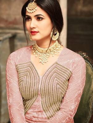 Georgette And Net Semi Stitched Party Gown Anarkali 3