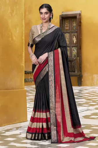 Lightweight Elegance Printed Poly Cotton Saree with Traditional Zari Weaving