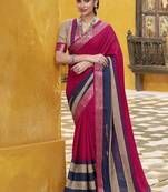 Lightweight Elegance Printed Poly Cotton Saree with Traditional Zari Weaving