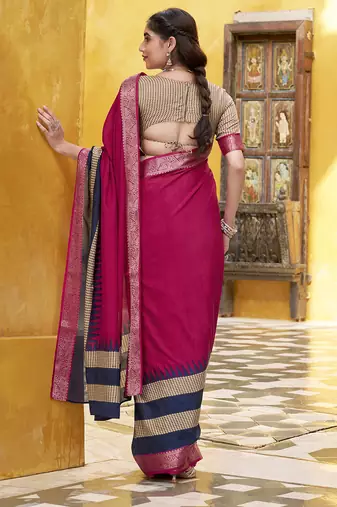Lightweight Elegance Printed Poly Cotton Saree with Traditional Zari Weaving