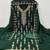 Women's green unstitched heavy thread embroidered georgette dress material