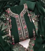 green embroidered georgette dress material