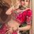 RANI PINK SATIN TISSUE BIRDS DESIGN BEADS WORK WEDDING LEHENGA 