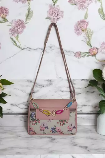  Pink Floral Charm Handbag