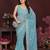 TURQUOISE Beautiful georgette silk embroidery work saree 