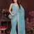 TURQUOISE Beautiful georgette silk embroidery work saree 