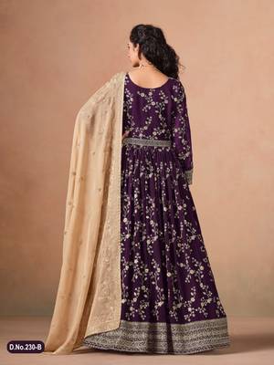 Purple faux georgette jacquard embroidered  anarkali suit 4