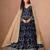 Navy blue faux georgette jacquard embroidered work semi stitched anarkali suit