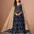 Navy blue faux georgette jacquard embroidered work semi stitched anarkali suit
