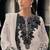 Beige embroidered sequence work fox georgette semi stitched suit with neck khatli work