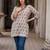 Cream Floral Print Rayon Ethnic Top for Women & Girls