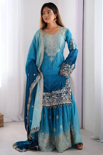 Designer wedding wear plazzo suit for women