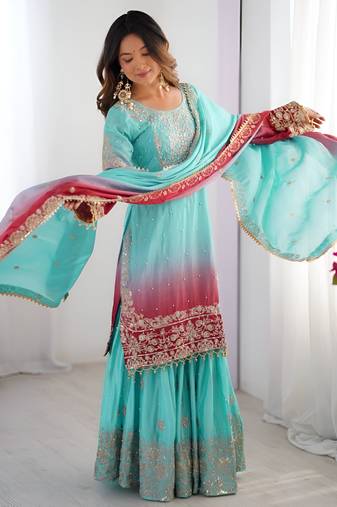 Designer wedding wear plazzo suit for women