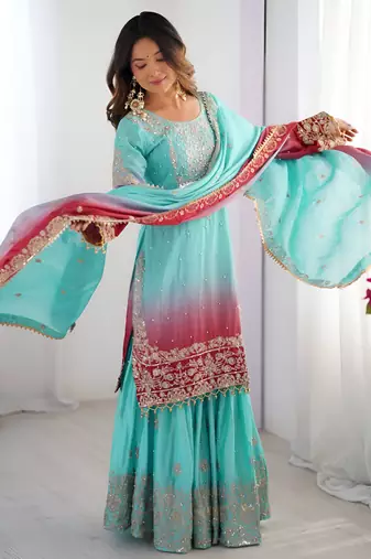 Designer wedding wear plazzo suit for women