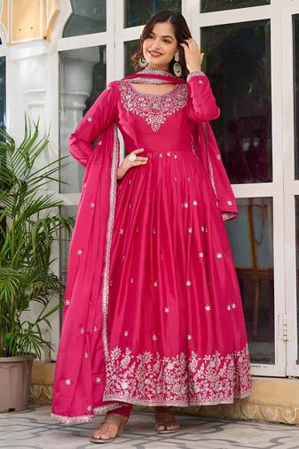 Wedding wear anarkali gown with dupatta