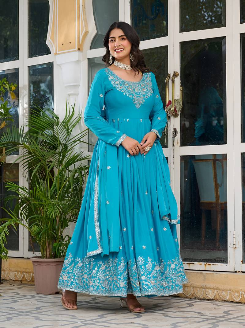 Wedding wear anarkali gown with dupatta