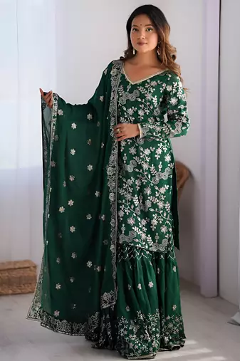 Designer wedding wear sharara suit for women