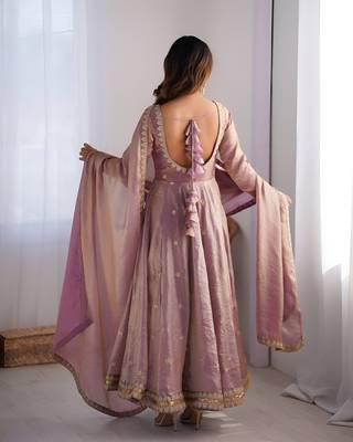 Wedding wear anarkali gown with dupatta 2