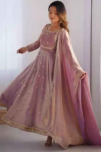 Wedding wear anarkali gown with dupatta