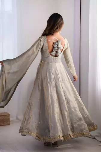 Wedding wear anarkali gown with dupatta