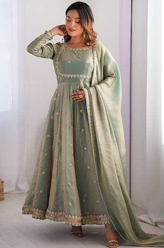 Wedding wear anarkali gown with dupatta