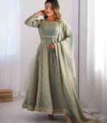 Wedding wear anarkali gown with dupatta