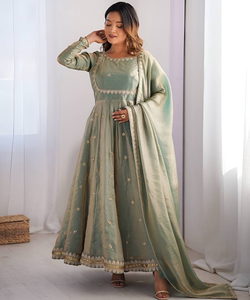 Wedding wear anarkali gown with dupatta