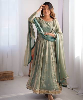 Wedding wear anarkali gown with dupatta 2