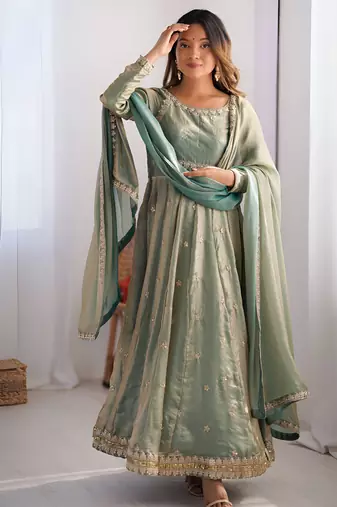 Wedding wear anarkali gown with dupatta