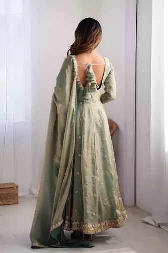 Wedding wear anarkali gown with dupatta