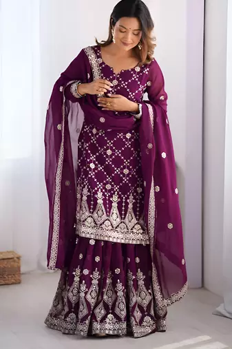Designer wedding wear plazzo suit for women