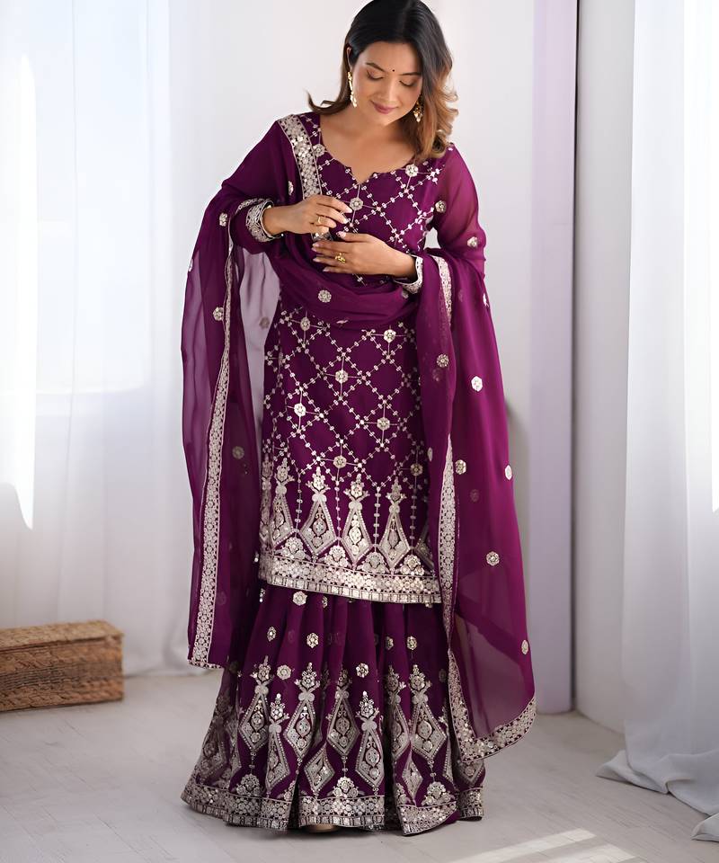 Designer wedding wear plazzo suit for women