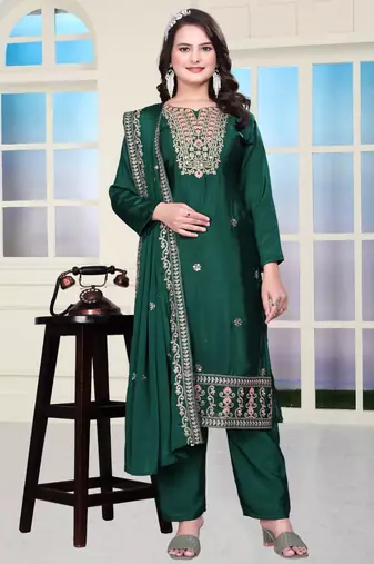 Designer chinon sharara suit with coding sequence embroidered work