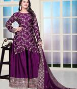 Designer chinon sharara suit with sequence embroidered work