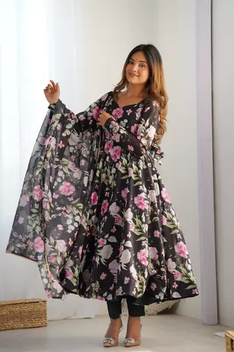 Wedding wear anarkali suit with dupatta