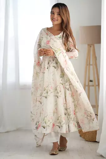 Wedding wear anarkali suit with dupatta