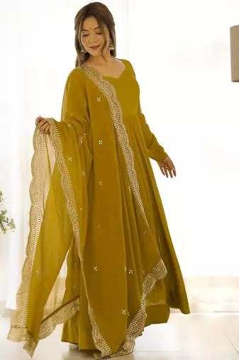 Wedding wear anarkali suit with dupatta