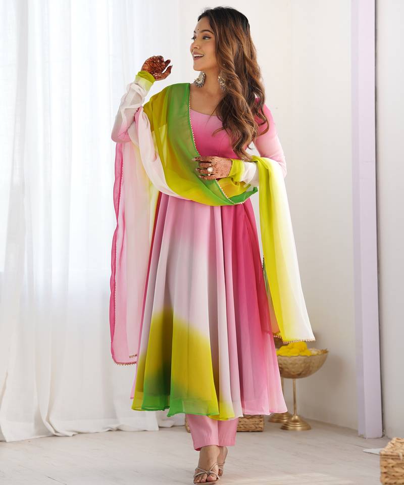 Wedding wear anarkali suit with dupatta