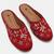Pairs4u women's red ethnic embroidered jutti slip-on canvas flats with stylish toe and comfortable pvc sole