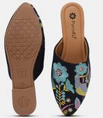 Pairs4u women's black mojari jutti ethnic canvas embroidered slip-on comfortable flats for women & girls