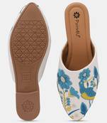 Pairs4u women's ethnic white jutti - embroidered canvas slip-on flats with pvc sole, universal occasion