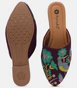 Pairs4u women's wine canvas embroidered punjabi jutti - ethnic slip-on flats with comfortable pvc sole