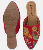 Pairs4u women's embroidered red canvas juttis ethnic slip-on flats with pvc sole