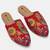Pairs4u women's embroidered red canvas juttis ethnic slip-on flats with pvc sole