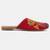 Pairs4u women's embroidered red canvas juttis ethnic slip-on flats with pvc sole