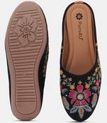 Pairs4u women's black embroidered mojari jutti ethnic canvas flats slip-on comfortable for traditional wear