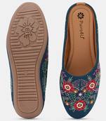 women's embroidered ethnic punjabi juttis canvas slip-on flats with stylised toe and comfortable pvc sole