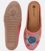 Pairs4u women's peach embroidered mojari jutti - traditional ethnic canvas flats with comfortable pvc sole for women